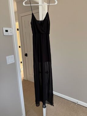 H&M Black Sheer Maxi Dress with Spaghetti Straps